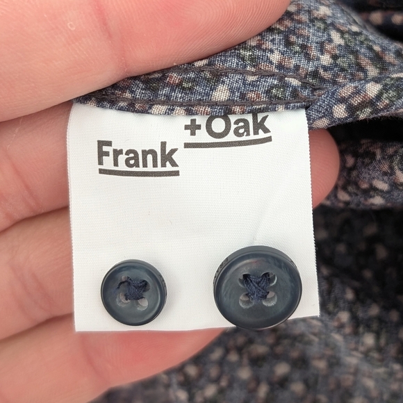 Frank & Oak Men's 100% Cotton Patterned Dress Shirt In Black ~ Size Large - Picture 7 of 9